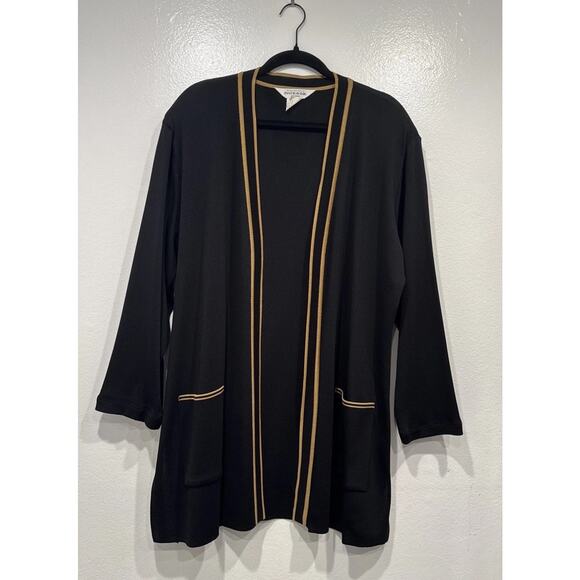 Exclusively Misook Open Front Black Brown Cardigan Women's Plus Size 2X Classic - Picture 1 of 8